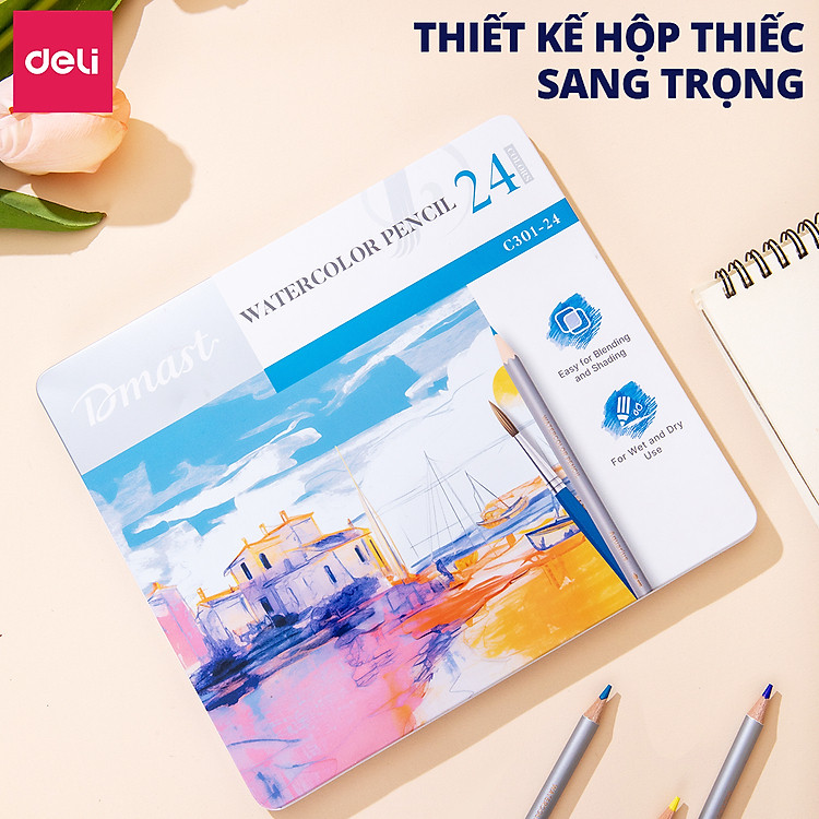 Bút Chì Màu Gốc Nước Deli (24 màu) - Ảnh 2