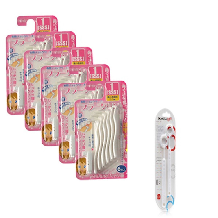Combo 5 Vỉ Bàn Chải Kẽ Răng TẶNG 1 Dụng cụ cạo lưỡi 2 chiếc