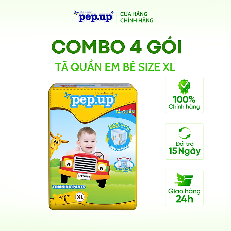 Mua Combo 4 Gói Tã Bỉm Pep.up XL Tiết kiệm
