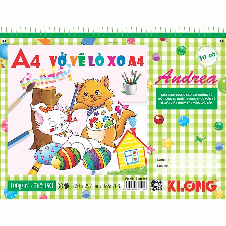 Vở Vẽ Lò Xo A4 Klong (30 tờ)