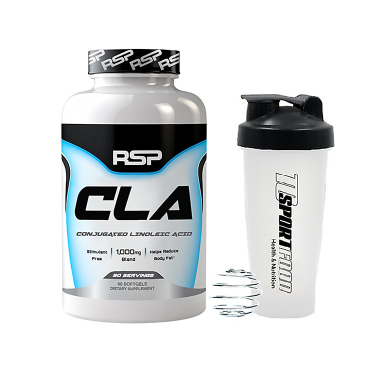 Combo Thực phẩm bổ sung hỗ trợ phân hủy mỡ và ngăn chặn hình thành mỡ thừa CLA của RSP hộp 90 viên và Bình lắc 600ml (Mẫu ngẫu nhiên)
