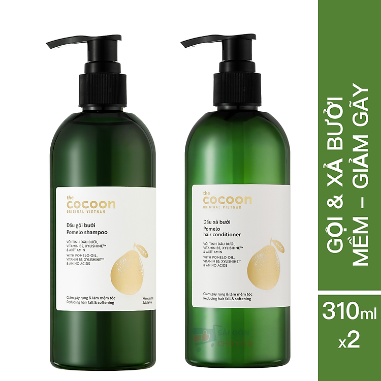Bộ dầu Gội và Xả bưởi Cocoon cung cấp dưỡng chất và bổ sung độ ẩm cho tóc (310ml x 2) - Giúp tóc mềm và giảm gãy rụng