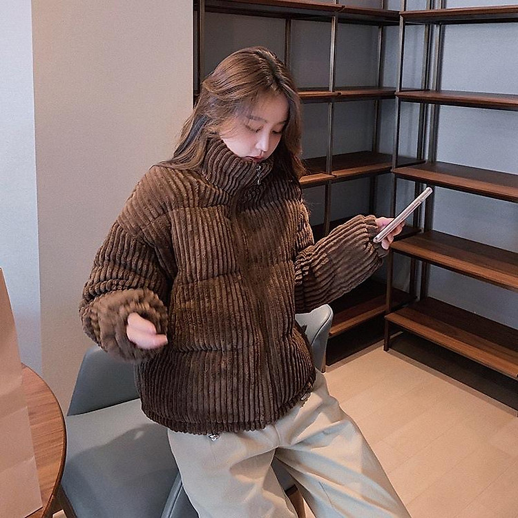 MS201 Áo phao nhung tăm siêu ấm hot trend