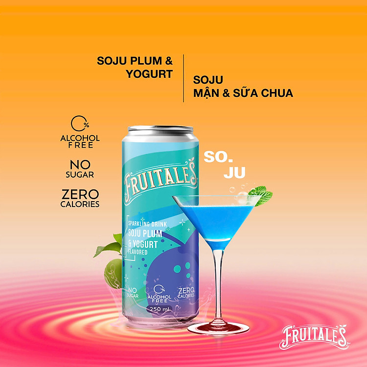[DATE: 10.2025] Lốc 6 lon Mocktail Fruitales vị Soju Mận & Sữa Chua