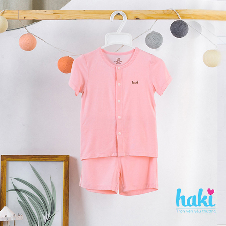 Bộ quần áo sơ sinh cho bé vải sợi tre siêu mềm mịn cao cấp - đồ sơ sinh cho bé (2,5kg - 15kg) - bộ cộc tay cho bé Haki BB002