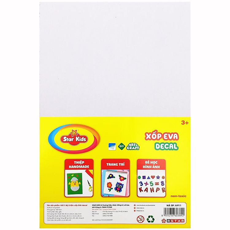 Bộ Xốp Eva Decal DYI Art & Craft Star Kids K-911 (5 chiếc) - Ảnh 3