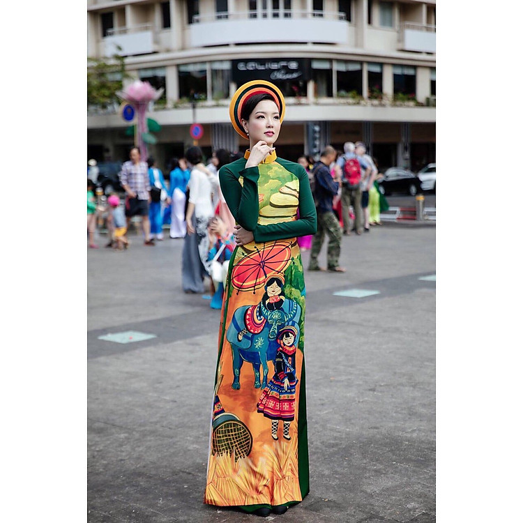 BỘ ÁO DÀI TRUYỀN THỐNG TẰM IN TRANH CAO CẤP - FOX AO DAI STORE