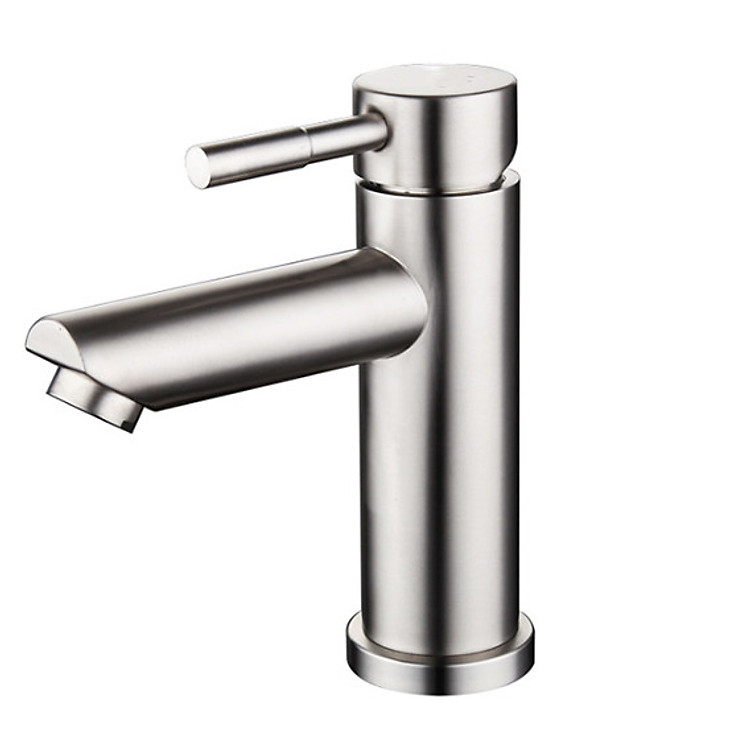Vòi rửa mặt nóng lạnh inox 304 thân tròn - tặng kèm dây cấp nước nóng lạnh.