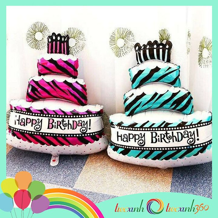 Bong bóng trang trí tiệc hình bánh sinh nhật - 3 tầng hồng - Ảnh 3