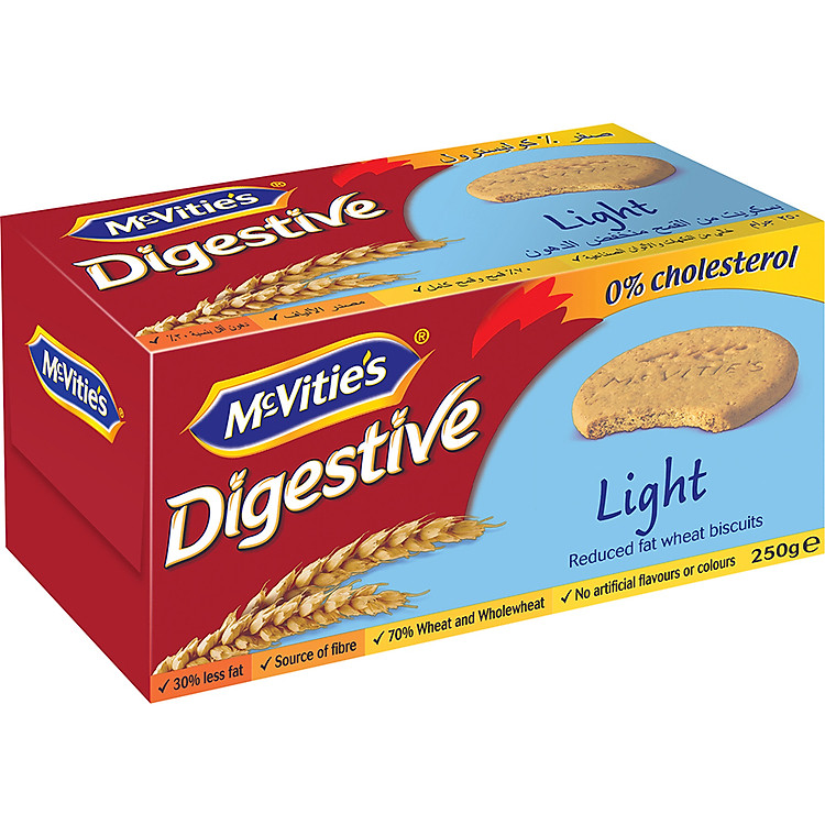 Bánh Quy Lúa Mì Nguyên Cám Ít Béo Mcvitie's Digestive Light (250g)