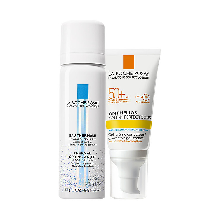 Bộ đôi Kem chống nắng bảo vệ da dành cho da bóng dầu, dễ nổi mụn La Roche-Posay Anthelios Anti-Imperfection 50ml và Nước khoáng làm dịu da 50ml