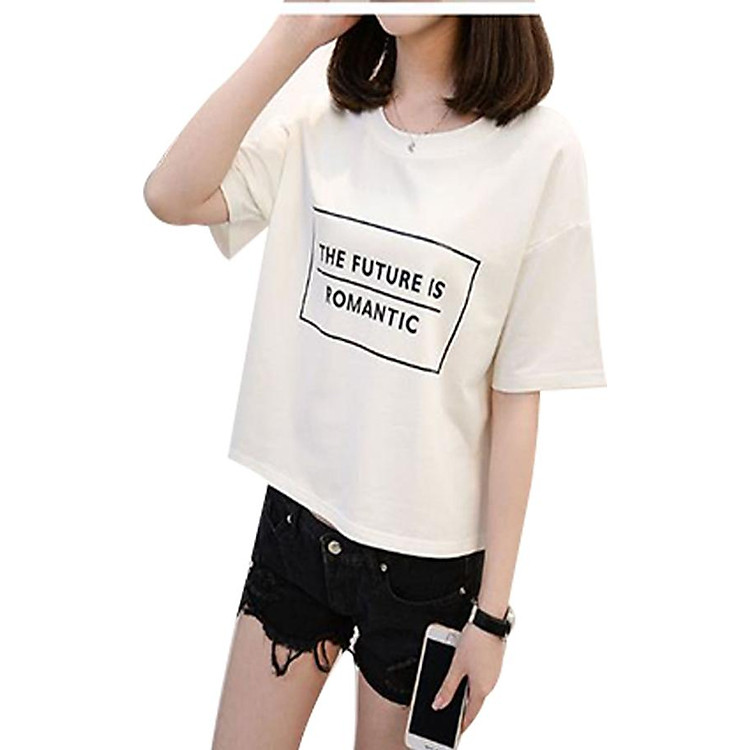 Áo thun nữ form rộng romantic phong cách T&D d415 màu trắng