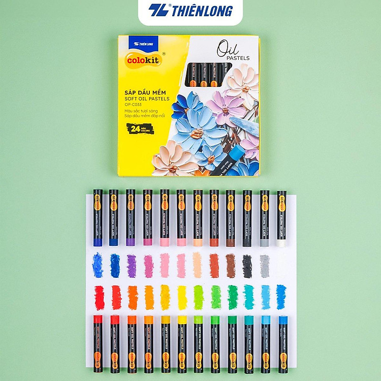 Bút sáp dầu 12/24 màu - Soft Oil Pastels Thiên Long Colokit - Màu sắc tươi sáng Sáp mềm đắp nổi