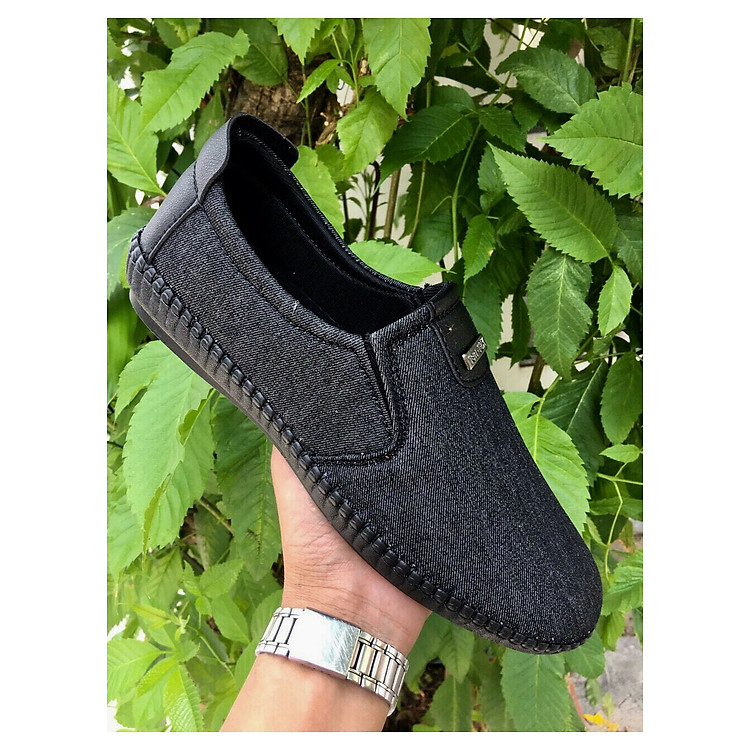 Giày lười vải nam - đen