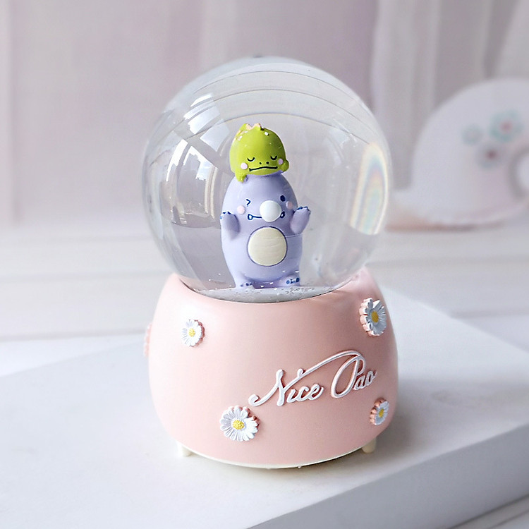 Quả Cầu Tuyết Hộp Nhạc Khủng Long Xanh