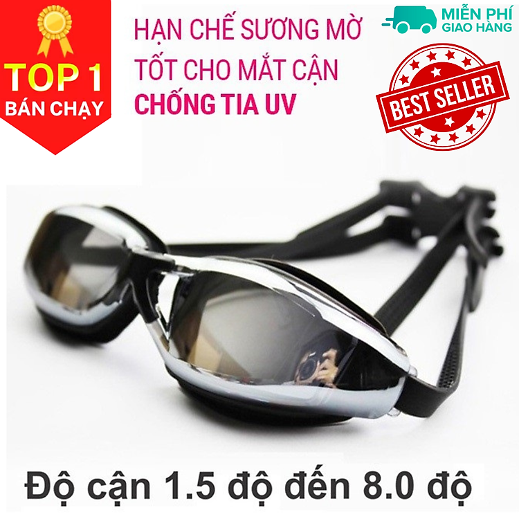 Kính bơi cận dododios đủ độ cận từ 2 độ tới 7 độ chất liệu PC chống nước , chống tia UV , Chống sương mù , bảo vệ mắt, Kính bơi cận cho người lớn nam nữ có độ từ 1.5 độ đến 8.0...
