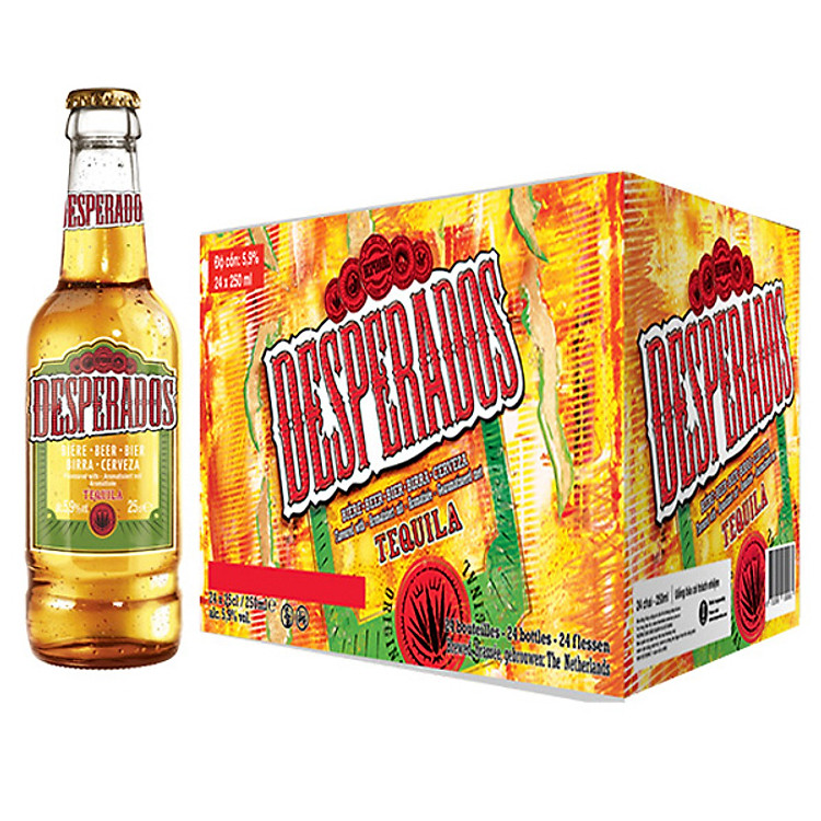 Thùng Bia Desperados Hương Vị Tequila 24 Chai (250ml / Chai)