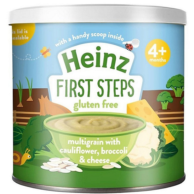 Bột ăn dặm Heinz 4m+ 240gr Ngũ cốc, Súp lơ, Bông cải và Phô mai