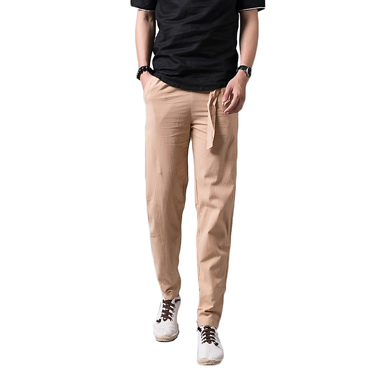 Quần đũi nam dáng baggy có đai rời vàng