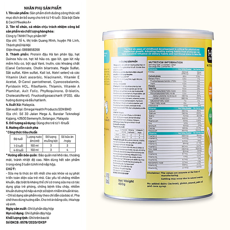 Combo 2 Hộp Sữa Miwako A+ 400g Chất lượng Ưu đãi - Hình ảnh 4