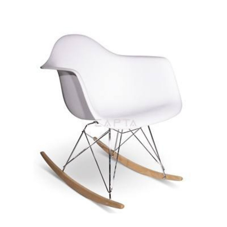 Ghế thư giãn bập bênh RAR-S7 Ghế nhựa màu vàng chân gỗ bập bênh Rocking chair