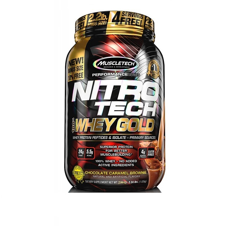 Sữa tăng cơ Nitro Tech 100% Whey Gold Hộp 2.5lbs - vị Chocolate