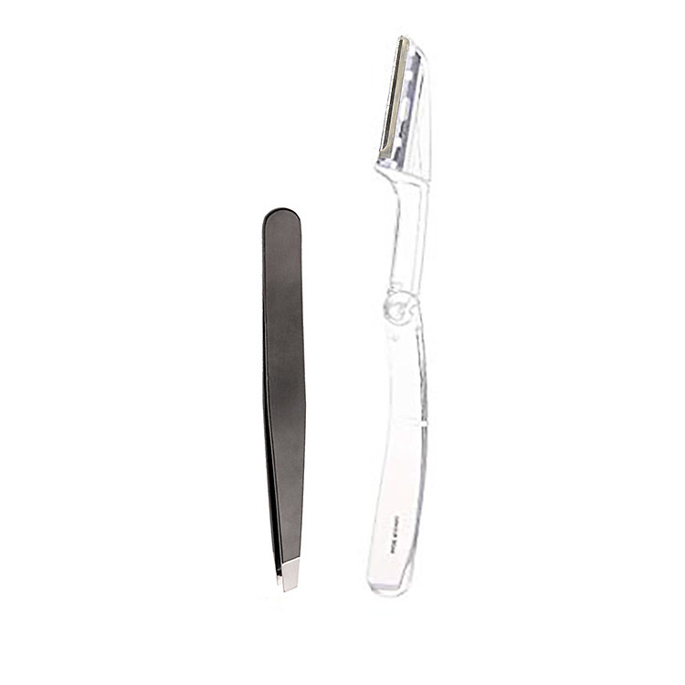 Bộ dao cạo dạng gập và nhíp tỉa lông mày Nhật Bản Miniso Eyebrow Shaping 2 Piece Set (Eyebrow Tweezers and Foldable Razor) - MNS070