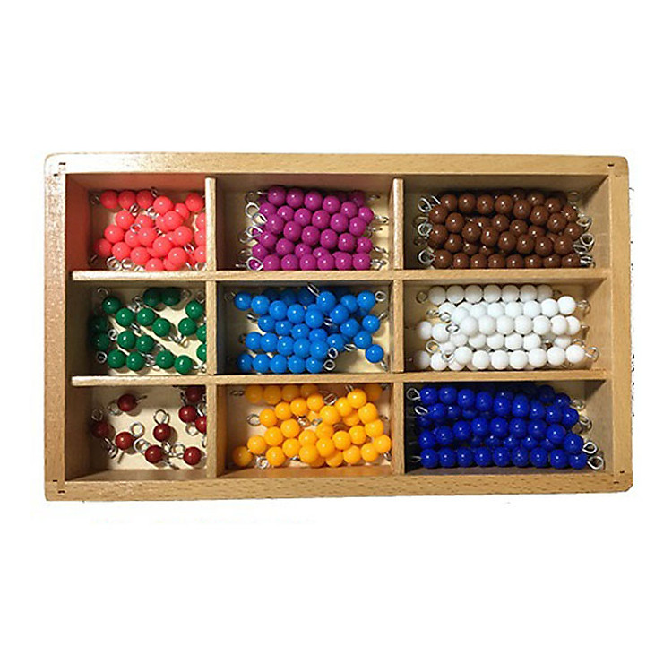 Giáo cụ Montessori Hộp hạt cườm nhiều màu