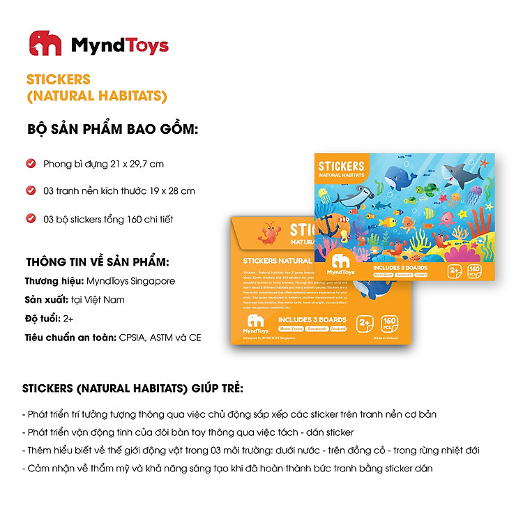 Miếng Dán Stickers Myndtoys (160 miếng)