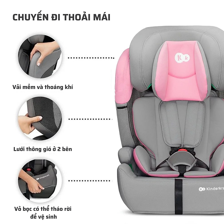 Ghế ô tô Kinderkraft Comfort up - Hồng Chính hãng Ưu đãi - Hình ảnh 4