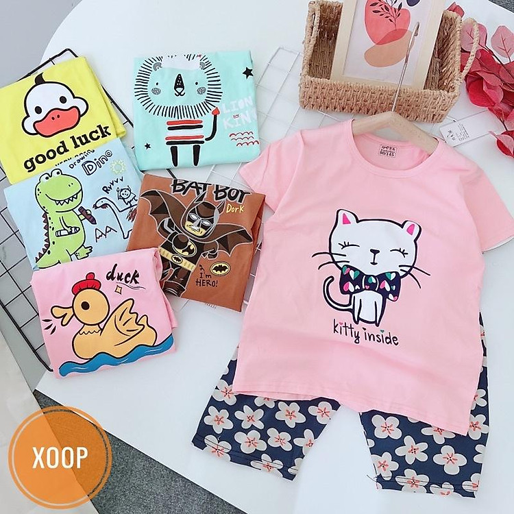 (Bảng 2- Size Đại 26-32kg)Bộ cộc tay cotton xuất hàn quảng châu có chọn mẫu cho bé