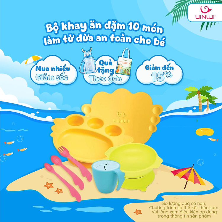 Bộ khay ăn dặm an toàn UINLUI – Hồng Chính hãng Giá tốt