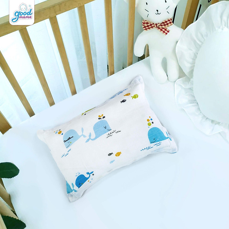 Gối đầu cho bé sơ sinh, gối mềm êm, thấm hút mồ hôi, thoáng mát, họa tiết siêu cưng cho bé