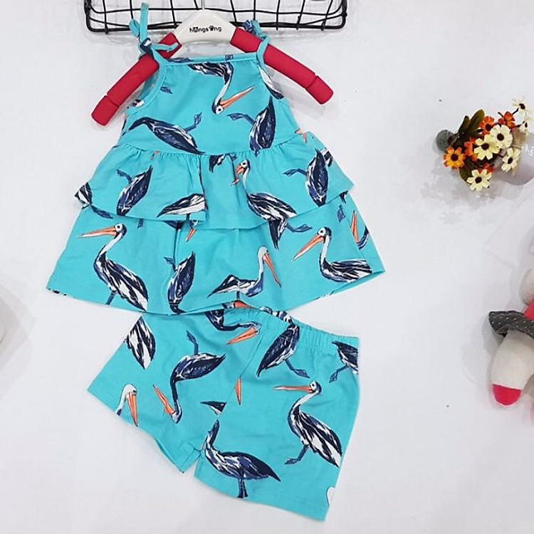 Bộ thun áo 2 dây bé gái (giao màu ngẫu nhiên)