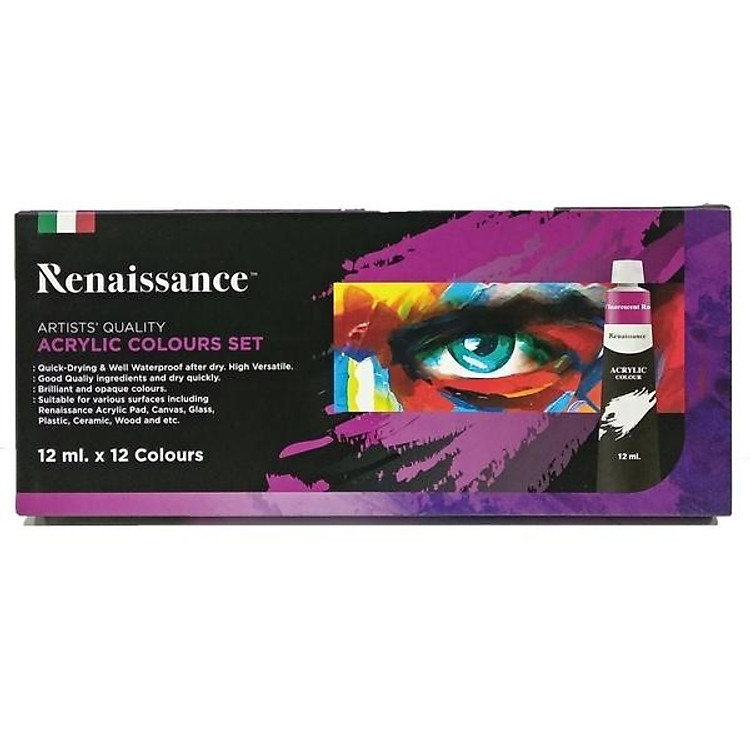 Bộ Màu Vẽ Renaissance Acrylic 12ml (12 màu)