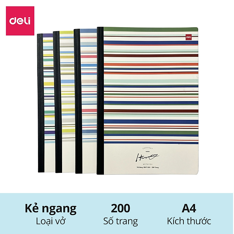 Vở Kẻ Ngang Học Sinh Deli - Vở A4 200 Trang - Tập Kẻ Ngang Giấy Dày Ghi Chép Bài, Học Sinh Cấp 2 Cấp 3 Sinh Viên