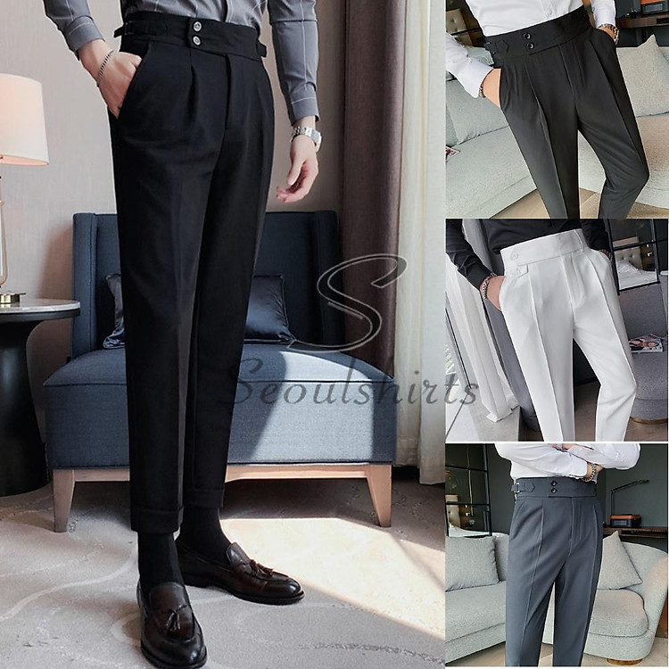 Quần Âu Nam Cạp Cao 2 Khuy Kiểu mới - Phong cách Hàn Quốc - Dáng ôm - Form chuẩn