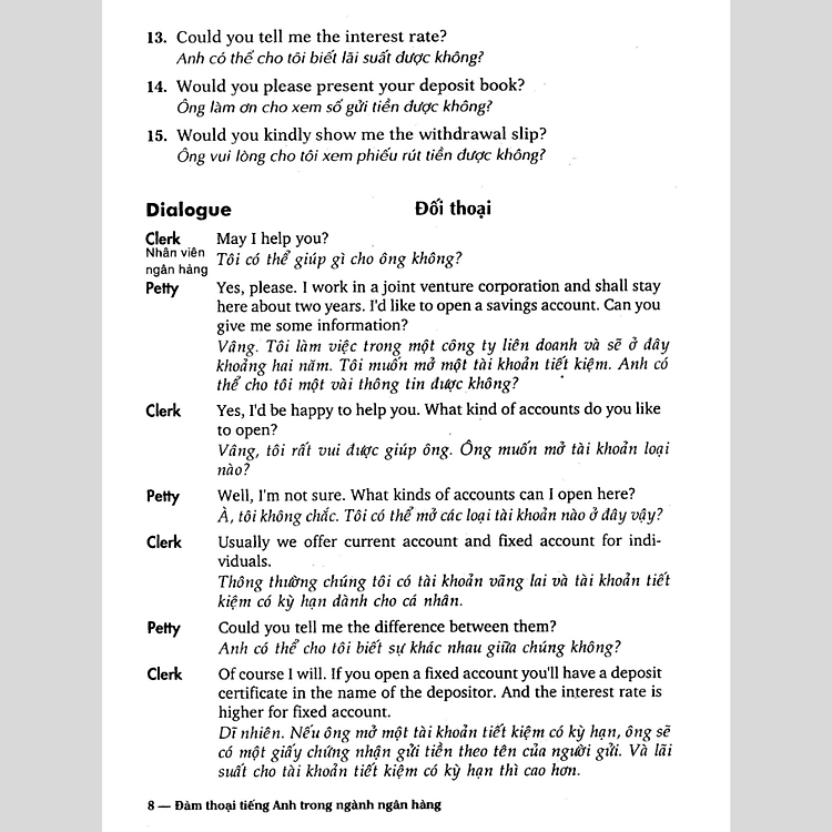 Đàm Thoại Tiếng Anh Trong Ngành Ngân Hàng - Ảnh 3