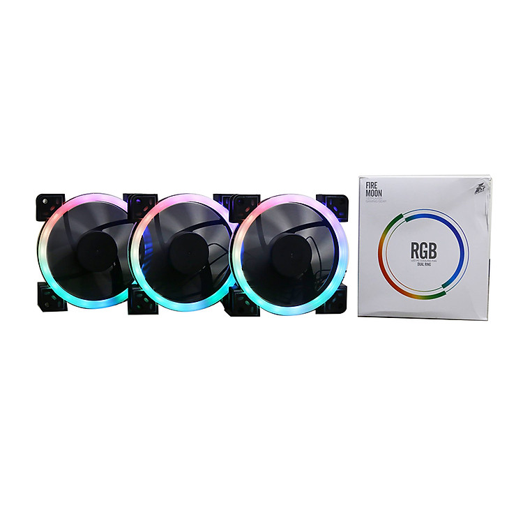 Bộ 3 Fan RGB 1Stplayer Fire Moon DualRing - Hàng chính hãng