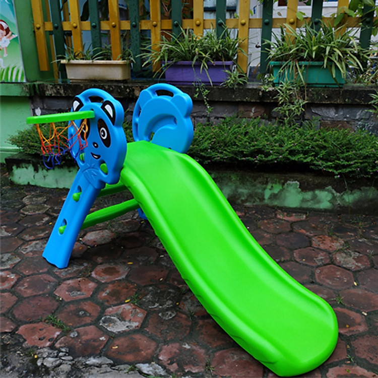 Cầu trượt gấu Panda BBT GLOBAL có ném bóng rổ 130cm BG9003