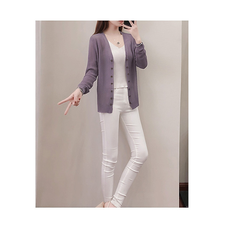 Áo Khoác Nhẹ Nữ Cardigan Len Form Lửng