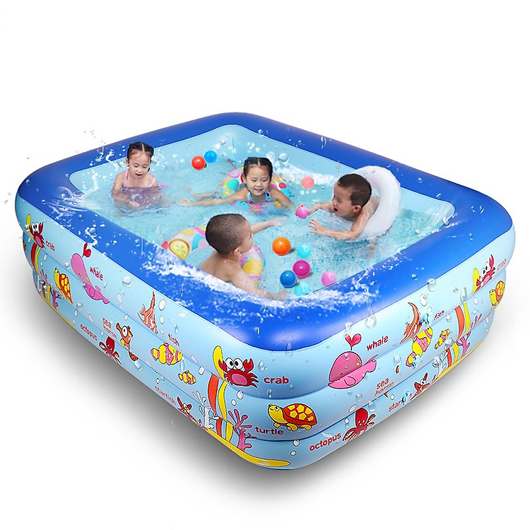 Bể Phao Bơi Hình Chữ Nhật Họa Tiết Dễ Thương Cho Bé - PH64