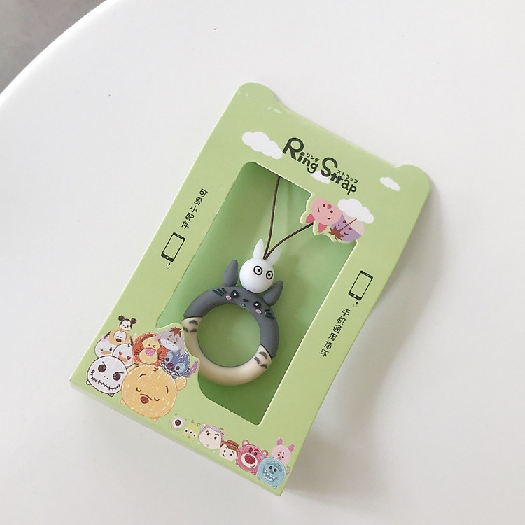 Dây đeo điện thoại, bóp ví, móc khoá loại ngắn xỏ ngón tay, khoen tròn hoạt hình xinh xắn-10 cm