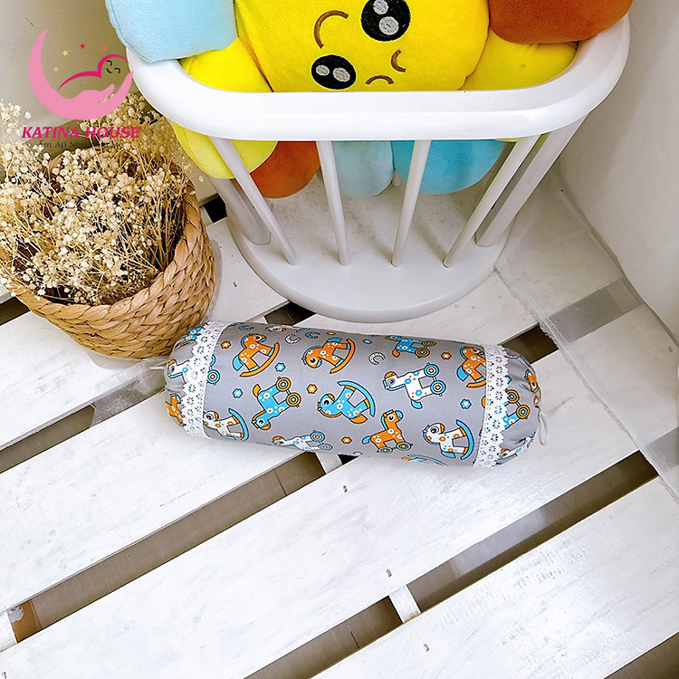 Gối ôm cho bé Katina House 40cm gòn lông vũ êm ái, vải Tencel mềm mát, phù hợp 0-1t