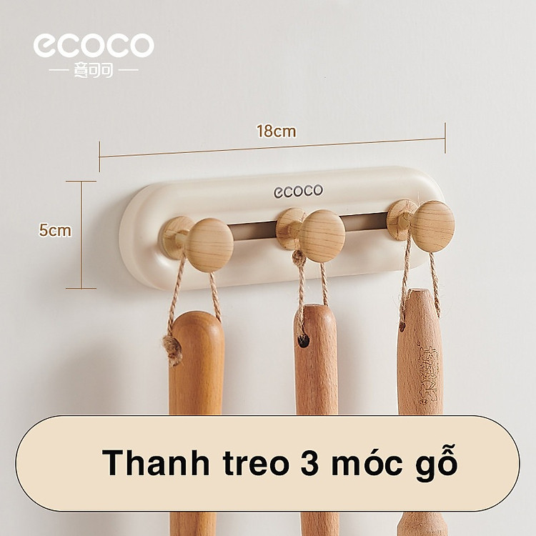 Thanh Treo đa năng đồ dán tường E23153 3 móc 6 móc cong chịu lực di chuyển tiện lợi không khoan tường