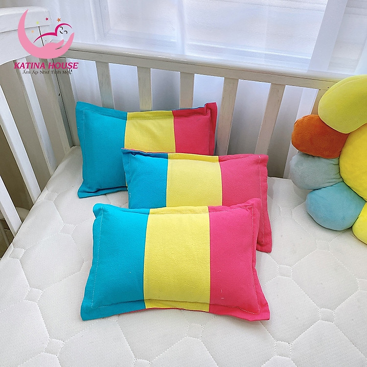 Gối nằm cho bé sơ sinh và trẻ nhỏ Katina House, vải cotton cara mềm mại, thấm hút tốt