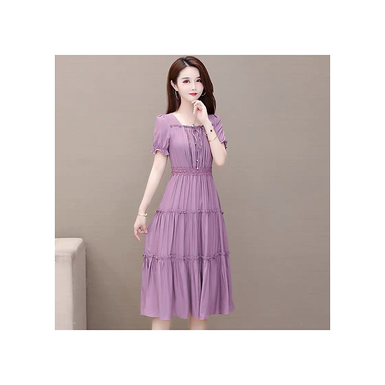 Đầm Nữ Đầm Dự Tiệc Đầm Công Sở Đầm Xòe Tay Lỡ Cổ Tròn Sang Chảnh