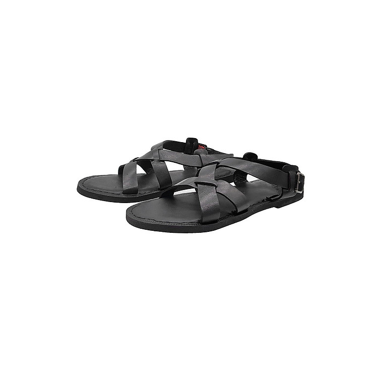 Giày Sandals Nam Quai Hậu Da Bò Nguyên Tấm, Dáng Đẹp Trẻ Trung DE9916 (Đen)