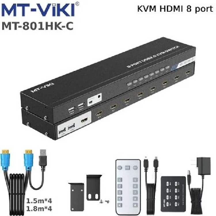 Bộ chuyển mạch HDMI USB KVM Switch 8 ra 1 hỗ trợ 4K 30Hz MT-VIKI MT-801HK-C. Hàng chính hãng !!!