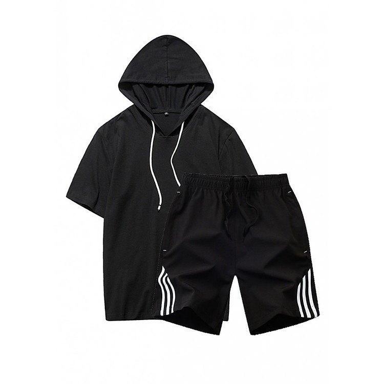Bộ Áo Hoodie Tay Ngắn Và Quần Short Nam
